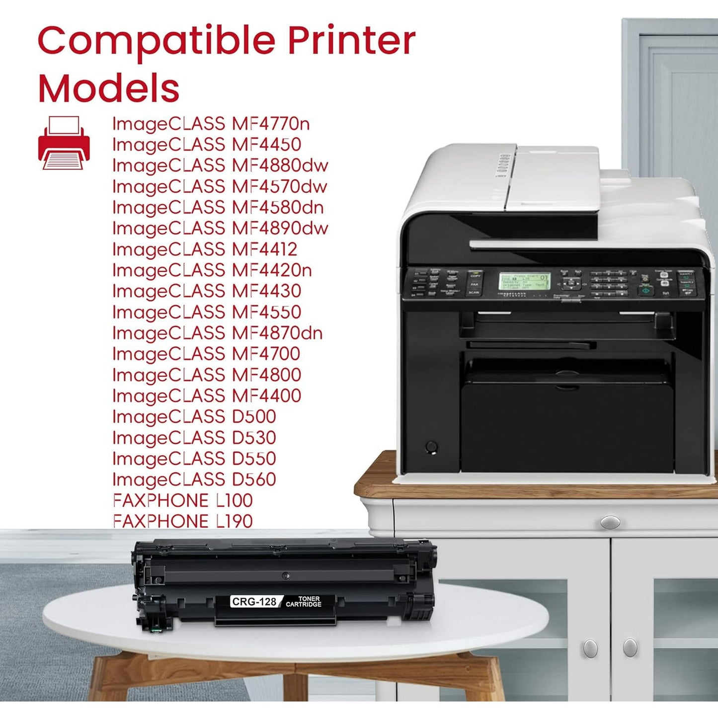 CRG-128 128 High Yield Toner Cartridge 2-Pack Replacement for Canon 128 3500B001 ImageCLASS MF4770n MF4450 MF4880dw MF4570dw MF4700 MF4800 D530 D550 FAXPHONE L100 Printer