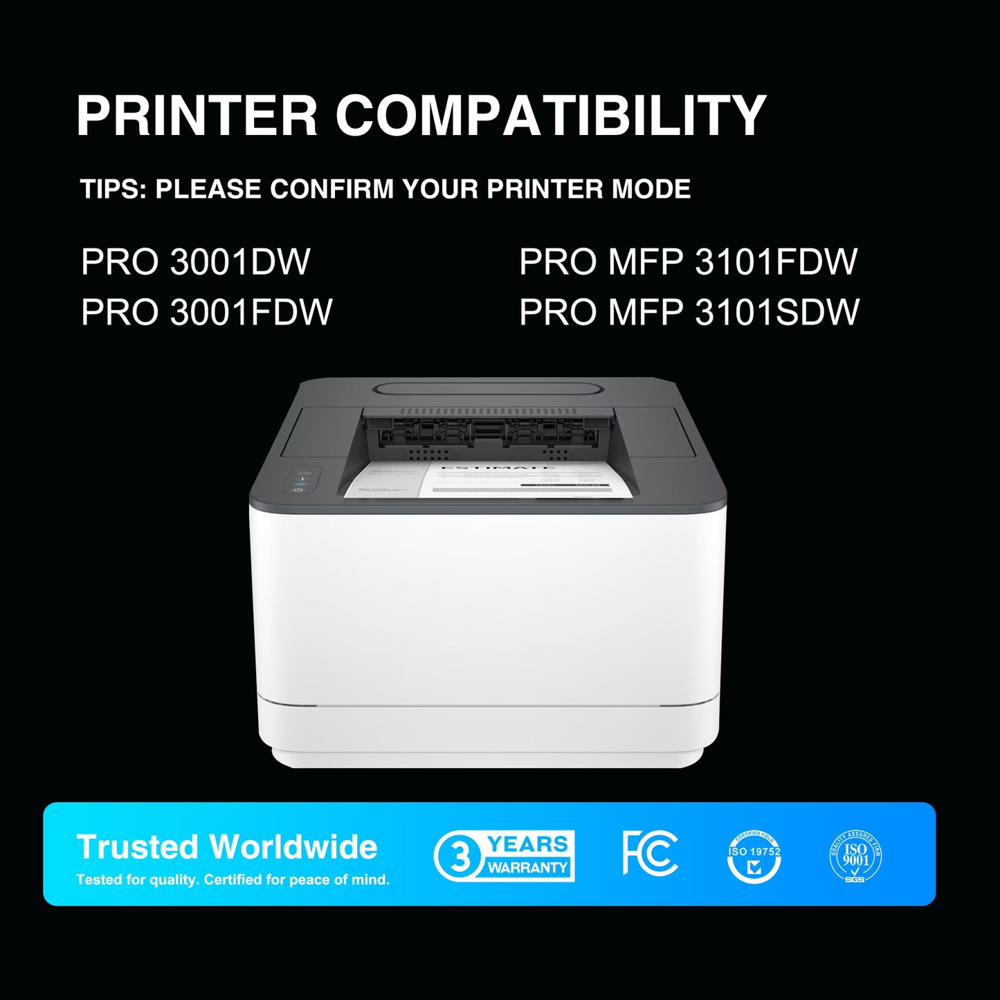 138X Black Toner Cartridge (with CHIP) Compatible for 138X 138A W1380A W1380X High-Yield Toner Work with Pro 3001dw 3001fdw MFP 3101fdw Printer Ink (2 Pack)
