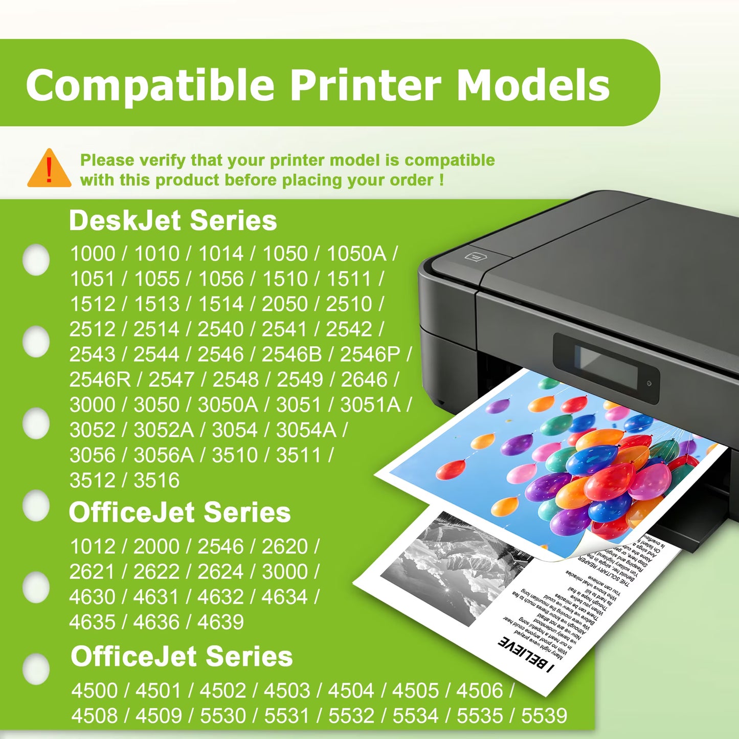 61XL Ink Cartridges Combo Pack Compatible for HP61 XL Ink Cartridge with Envy 4500 5530 4502 4501 5535 OfficeJet 4630 4635 DeskJet 2540 1000 1010 1510 (1 Tri-Color, 1 Black)