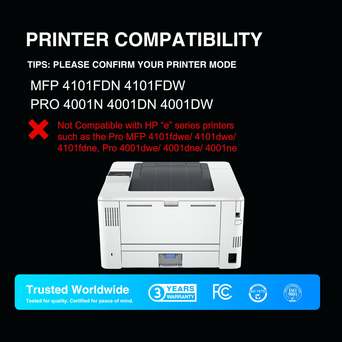 148A Toner Cartridge Black (with Chip) 4001n 4101fdw W1480A 148X Compatible for 148A W1480X for Pro MFP 4101fdw 4101fdn Pro 4001dw 4001dn Printer Ink (2 Pack)