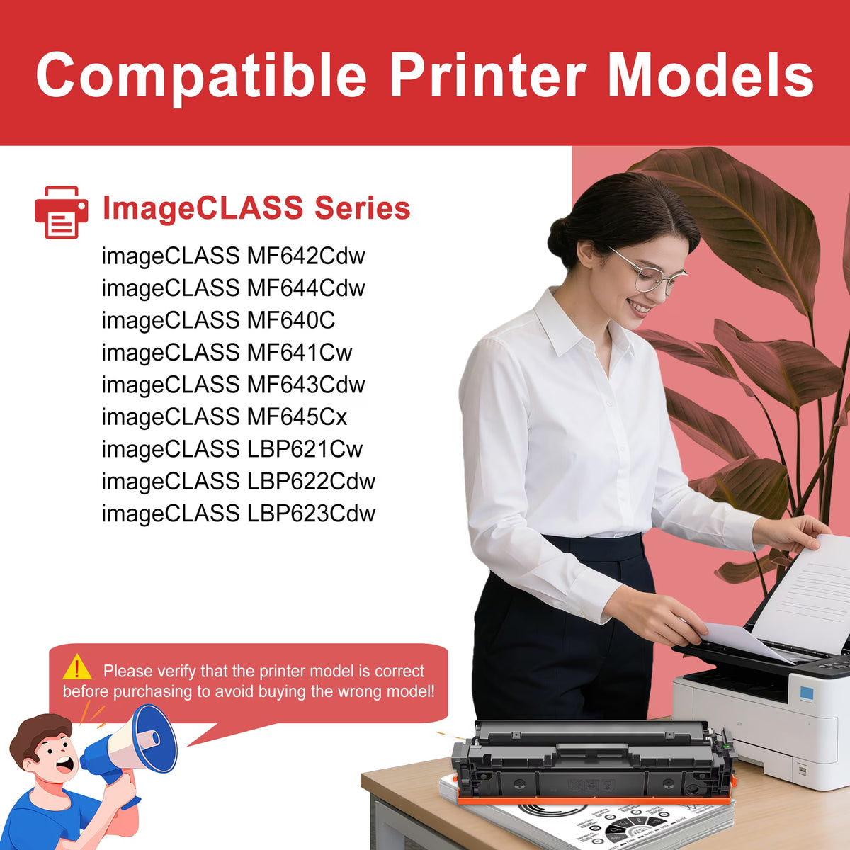 054 CRG-054 Toner Cartridge Compatible for Canon CRG054 Yellow Toner ImageCLASS LBP623Cdw MF643Cdw MF644Cdw Printer Series (1 Pack)