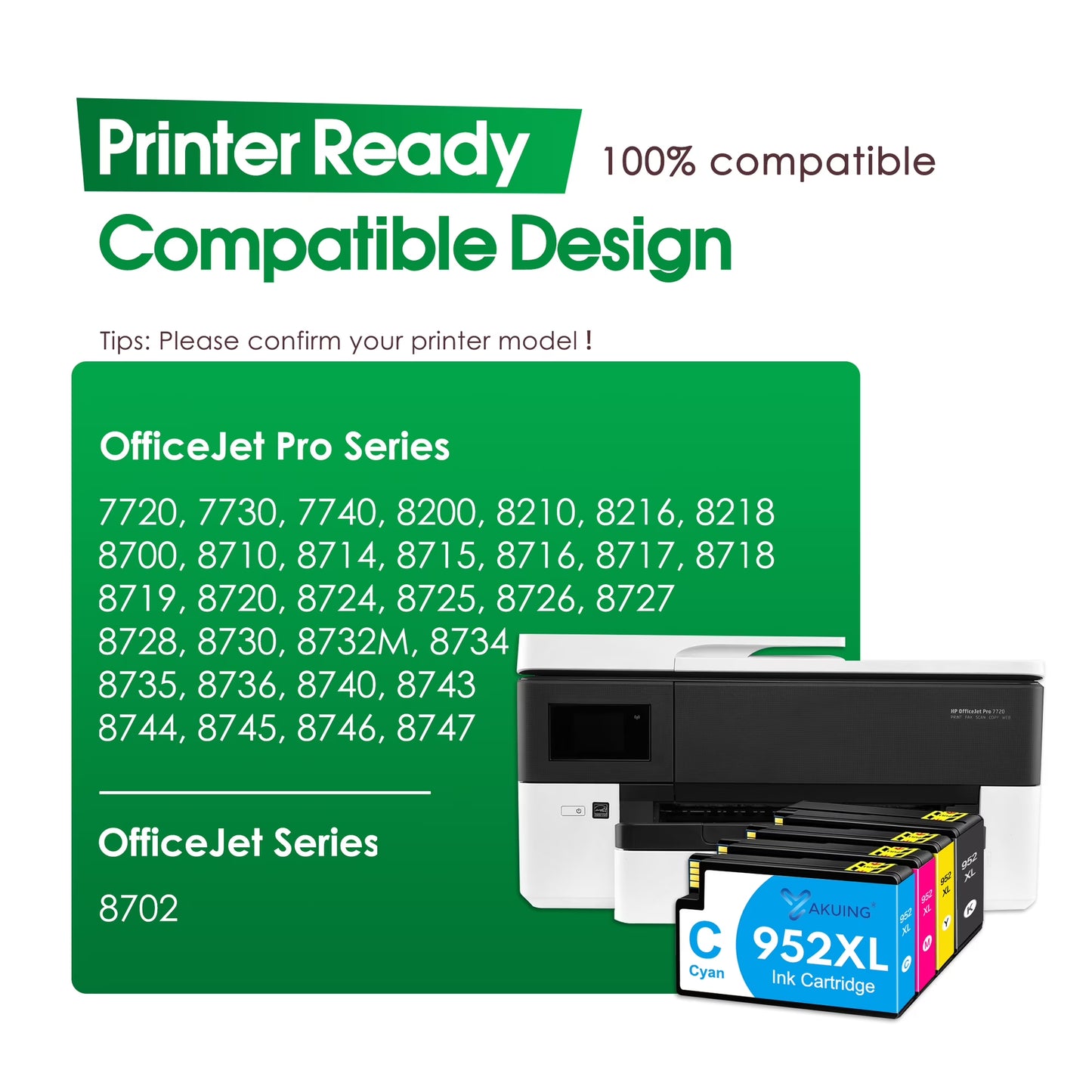 952XL 952 Ink Cartridge Compatible for HP Ink 952 XL Combo Pack for OfficeJet 8710 8720 7740 8725 8210 8715 8702 8740 8725 7720 8730 8216 8700 Printers (2 Black, 1 Cyan, 1 Magenta, 1 Yellow)