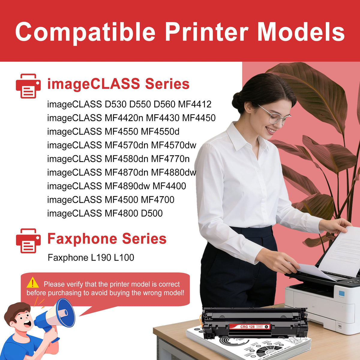 2 Pack CRG-128 Toner Cartridges Compatible for Canon CRG 128 128 Black Toner Cartridge use with imageCLASS MF4580dn MF4770n MF4870dn Faxphone L190 L100 Printer