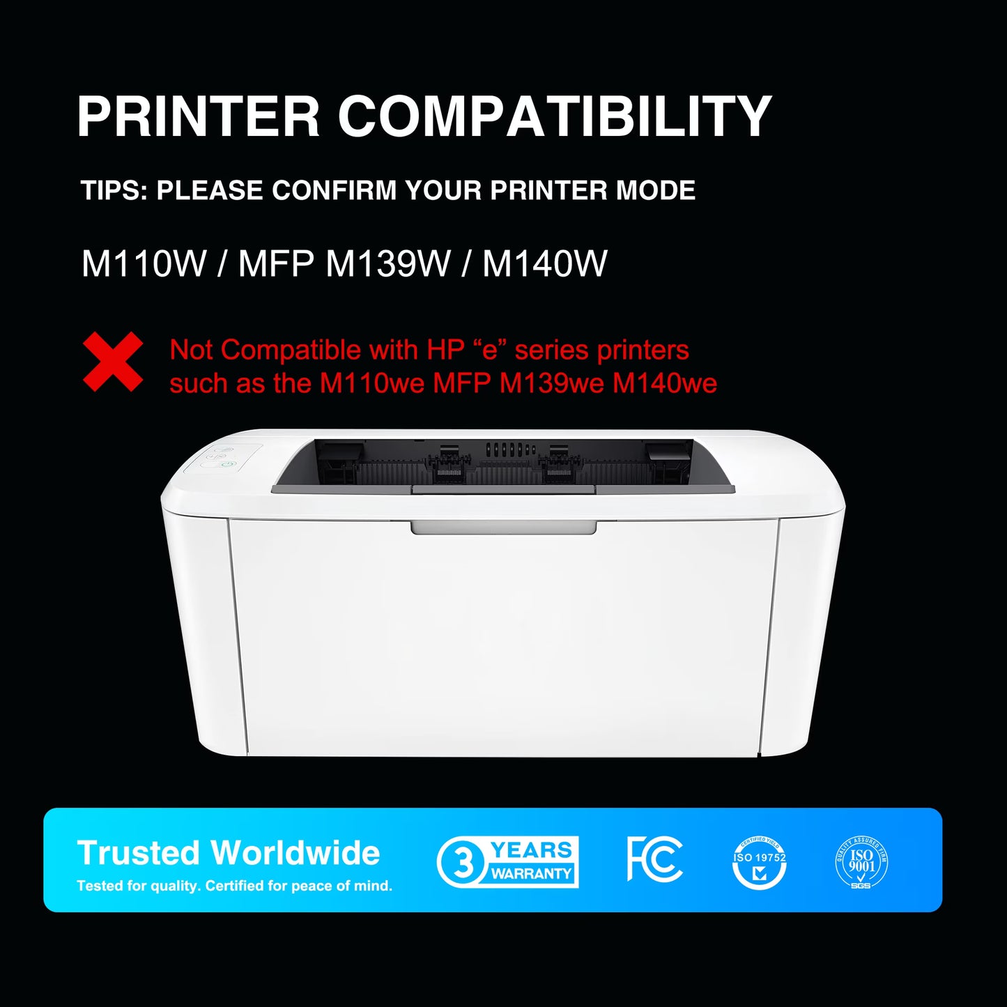 141X Toner Cartridge Black (With Chip) Compatible for 141X W1410X for MFP M140w M139w M110w Printer Ink (1 Pack)