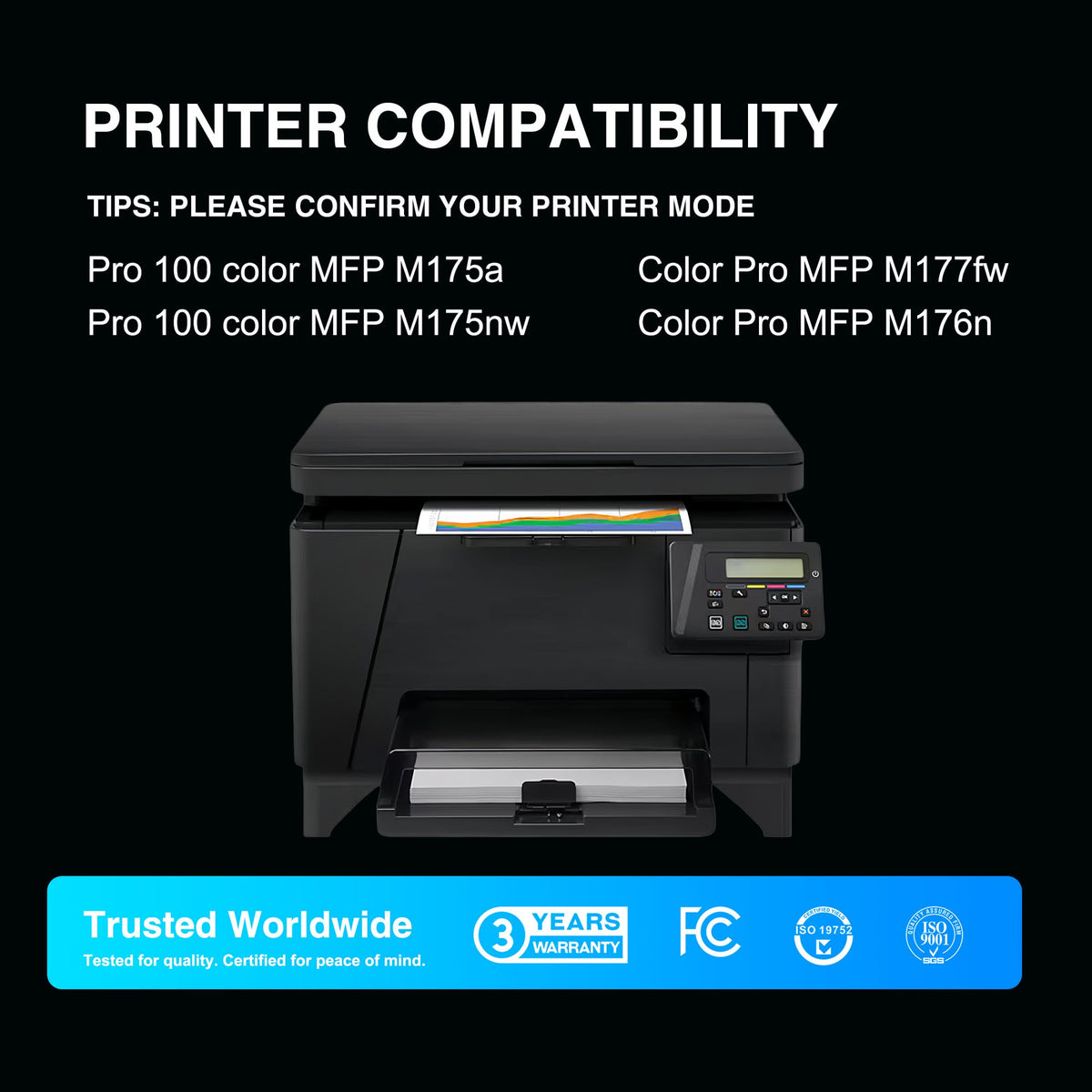 130A Toner Cartridges (With Chip) Compatible for CF350A CF351A CF352A CF353A Toner Cartridge for Color Laser Pro MFP M176 M177 Series Printer (4 Pack)