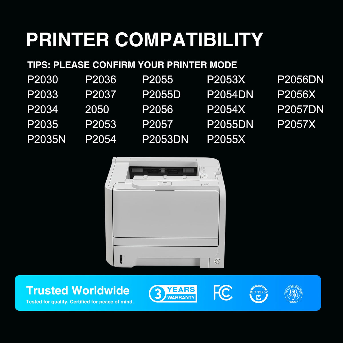 05A Toner Cartridge High Yield Compatible Black (with Chip) for CE505A for P2035 P2035N 2035N P2055DN 2055DN P2030 P2050 P2055X P2055D Printer (1 Pack)