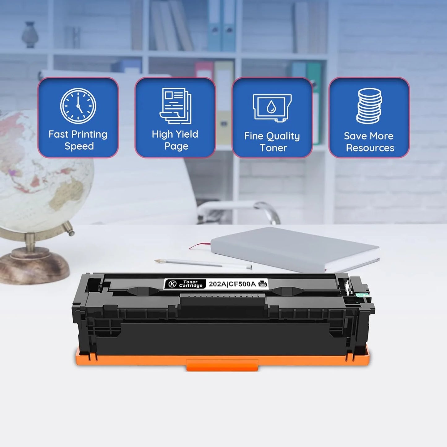 202A Toner Cartridges with Chip 4-Pack (CF500A, CF501A, CF502A, CF503A) Compatible for 202A 202A for Color Pro M254dw Color Pro MFP M281cdw Printer