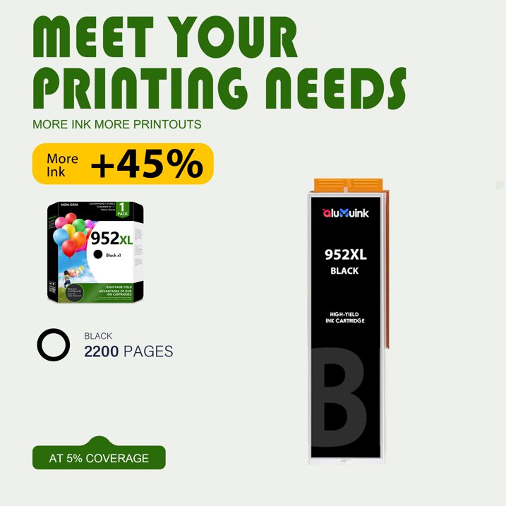 952XL Ink Black Compatible for HP 952 XL Ink Cartridges for Officejet Pro 8710 8745 8702 Printer