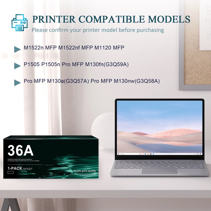 36A CB436A Toner Cartridge Black Compatible for CB436A Toner M1522n MFP P1505 P1505n Printer