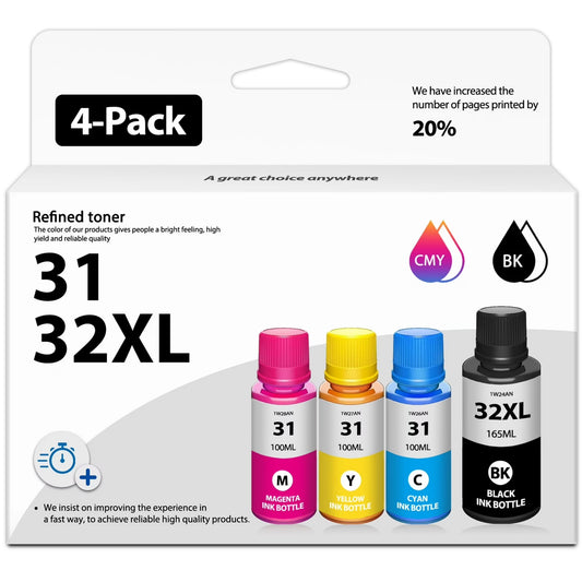31 Ink 32XL Black Ink Bottle Set Compatible for HP 31 32 XL Ink Bottle Set for Smart Tank 651 5102 7002 Printers