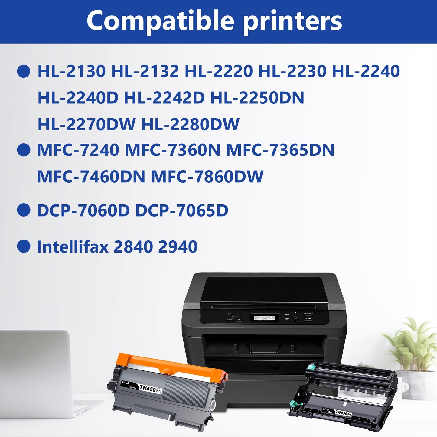 TN450 TN 450 DR420 Toner Cartridge Drum Unit Compatible for Brother TN 450 TN-450 DR420 Use for DCP-7060D 7065DN,IntelliFax-2840 2940,HL-2220 2230 2240 2240D 2270DW 2275DW 2280DW (3 Pack Black)