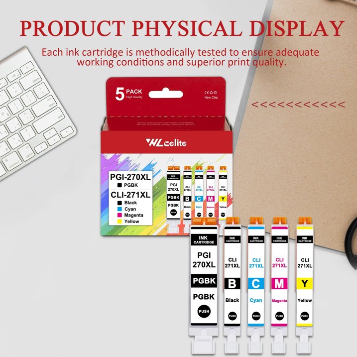 PGI-270XL CLI-271XL Ink Cartridges Compatible for Canon 270XL 271XL Ink Cartridge for TS9020 TS8020 MG7720 Printer