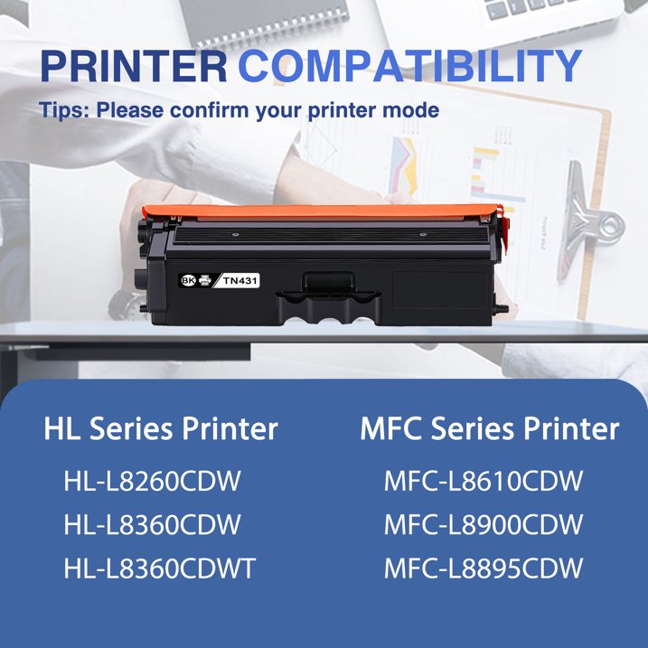 TN431 Toner Cartridges 1 Pack Black ZXTZX Compatibles for Brother TN431 Toner HL-L8260CDW MFC-L8610CDW Series Printers