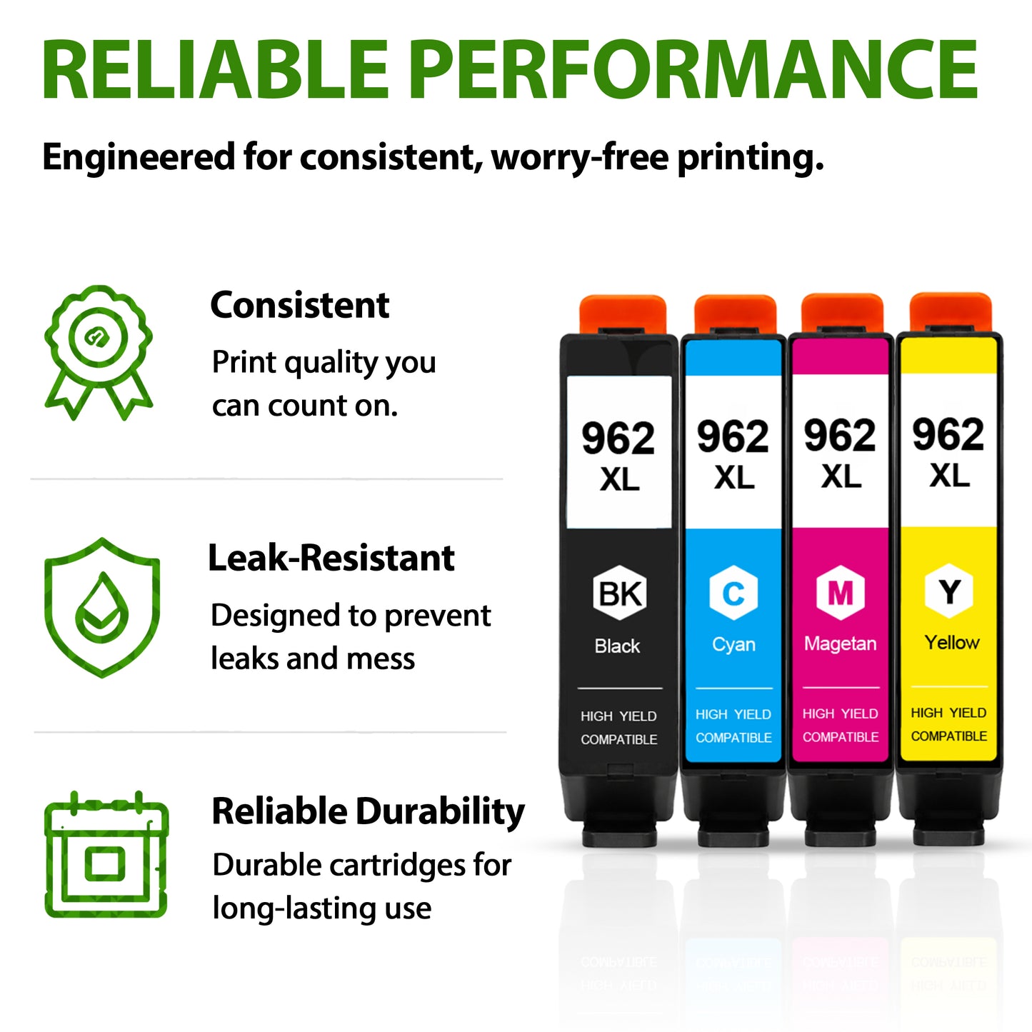 962XL Ink Cartridges Combo Pack Compatible for 962 xl 962 Ink Cartridges Works with OfficeJet Pro 9022 9022e 9025 9025e Printers (4-Pack)