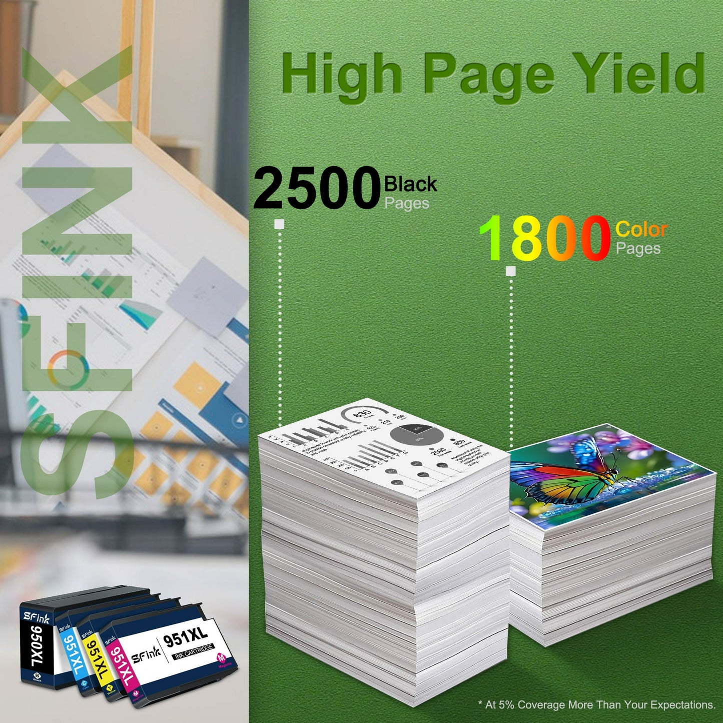 950XL and 951XL Ink Cartridges 4 Pack Compatible for HP950 and 951 XL Ink Cartridges Combo Pack Works with OfficeJet Pro 8600 8610 8620 Printers