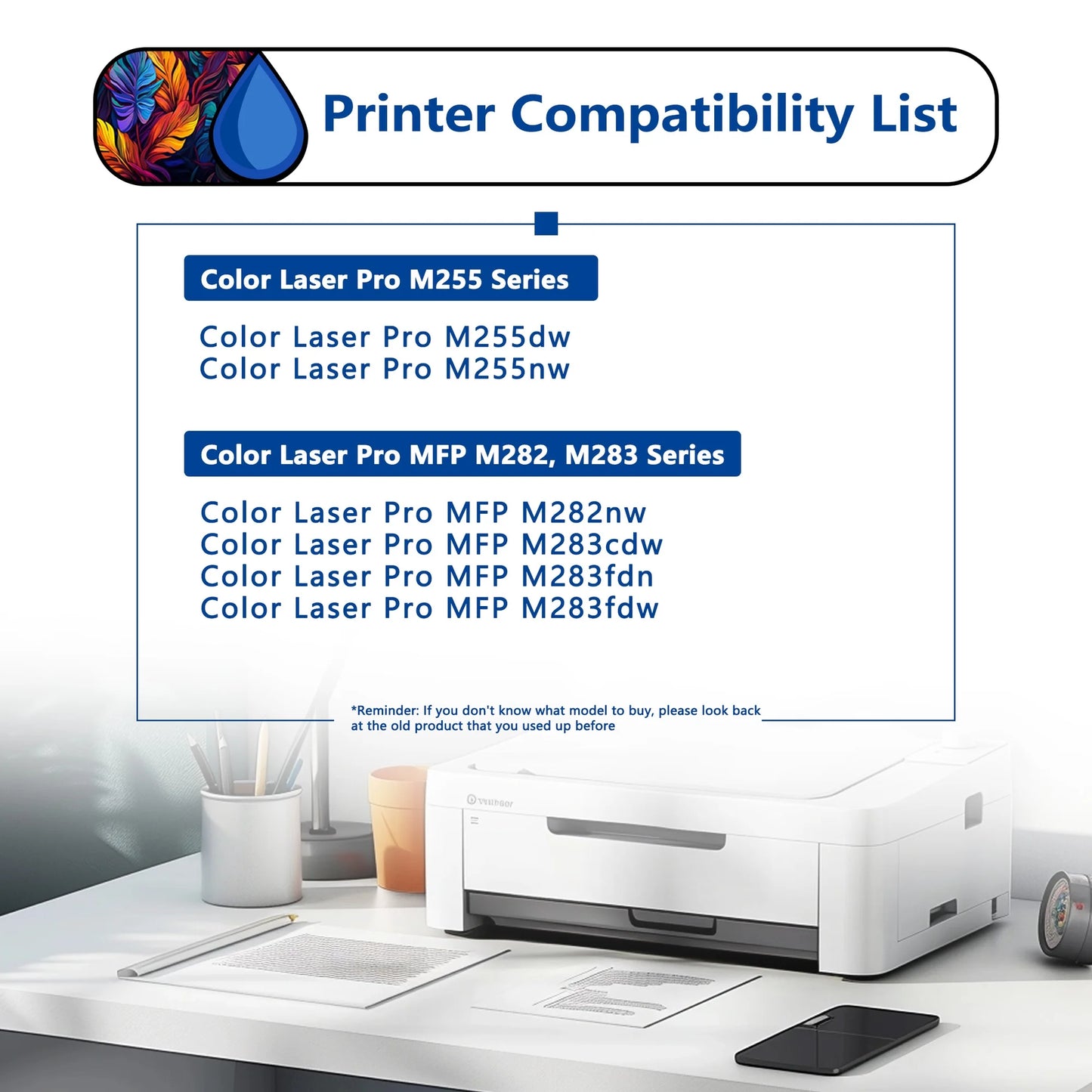 206A Toner Cartridge 1 Pack Compatible for 206A W2110A Black Toner Cartridges for Color Laser Pro M255; Color Laser Pro MFP M282, M283 Series Printers
