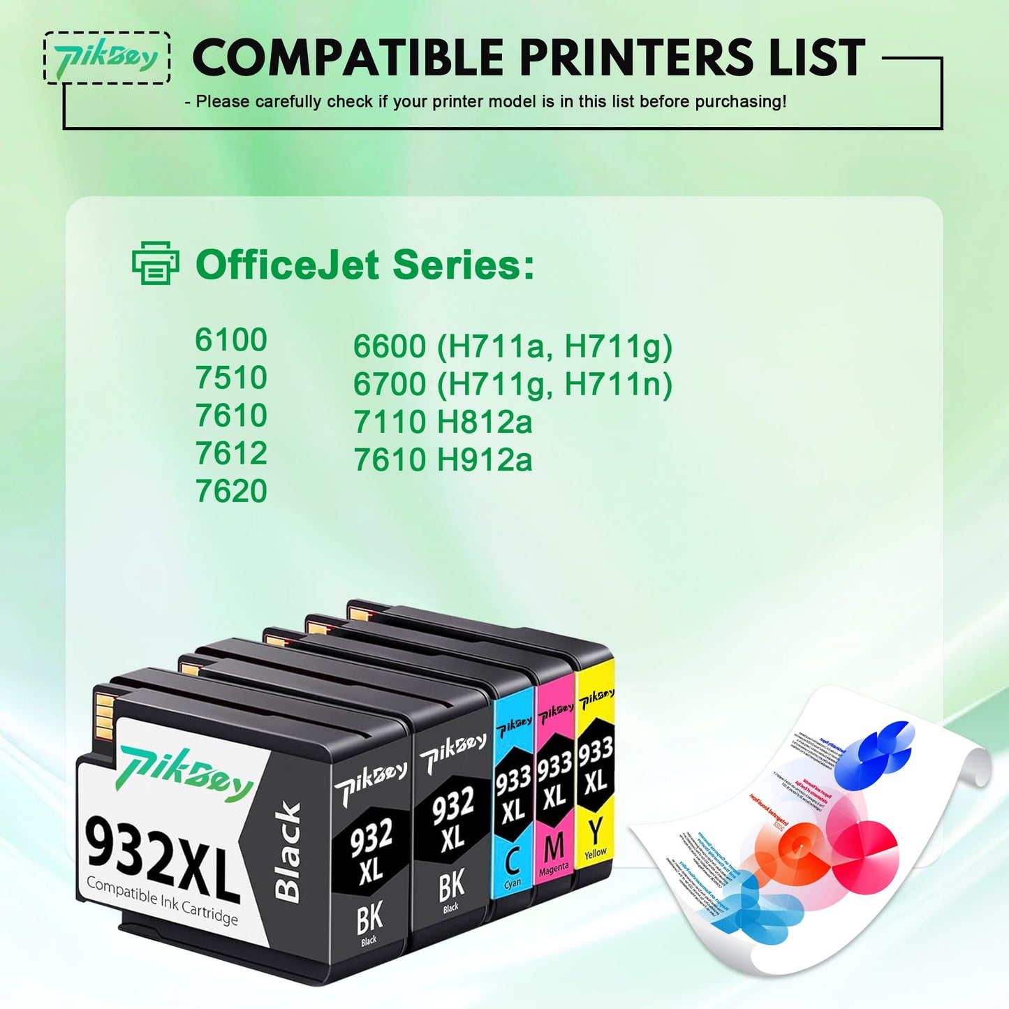 932XL 933XL Ink Cartridges Compatible for HP 932 XL 933 XL Ink Cartridge for Officejet 7620 7612 7510 6100 6600 6700 7110 7610 Printers (5-PacK, 2 Black/1 Cyan/1 Magenta/1 Yellow)