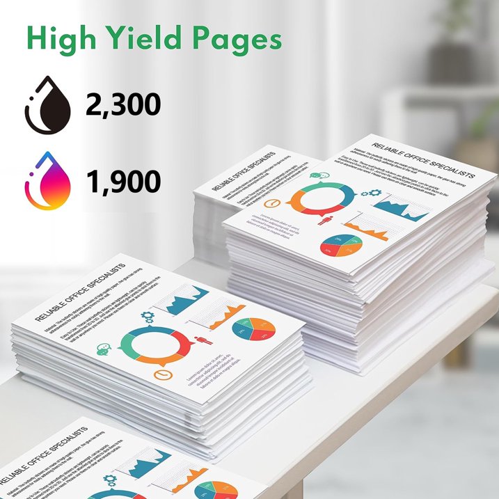 962XL High Yield 4 Pack Ink Cartridge Compatible for HP OfficeJet 9019e 9020e 9022e 9025e 9028e Printer (1Black + 1Cyan + 1Magenta + 1Yellow)