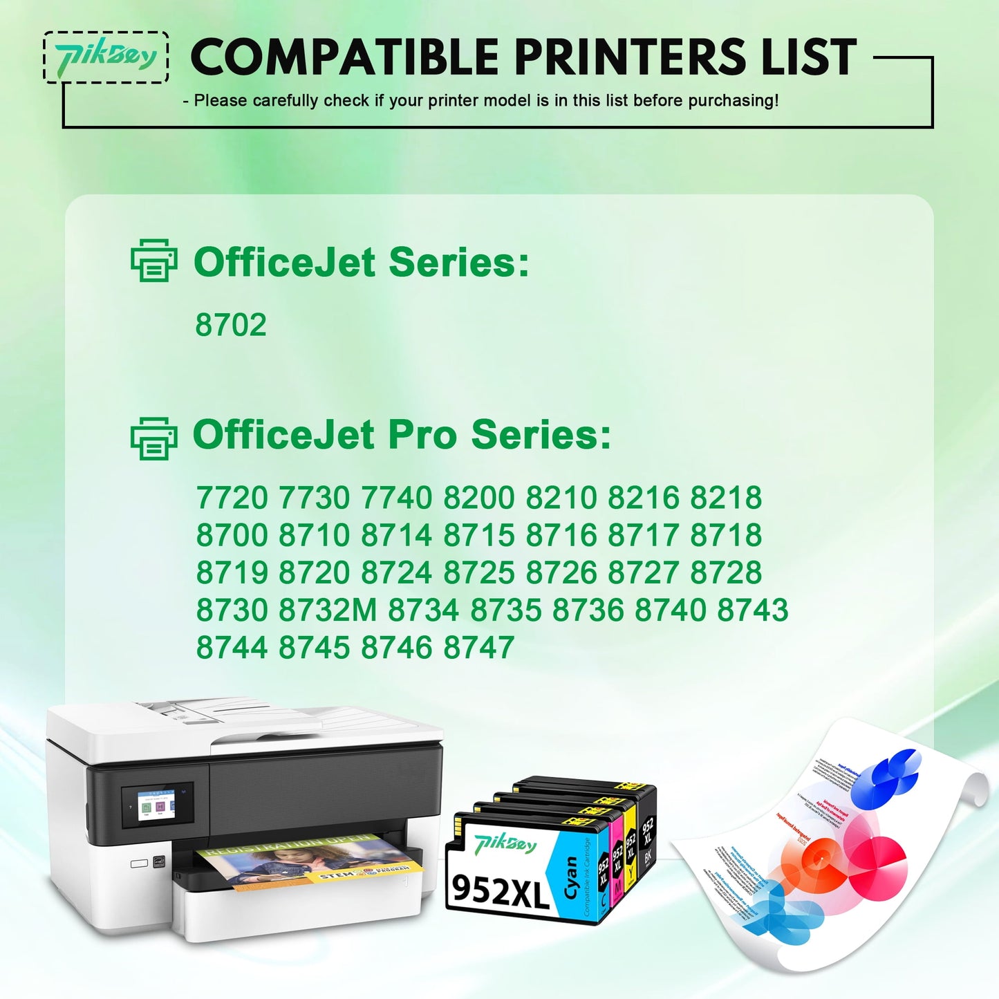 952XL Ink Cartridges Compatible for HP 952 Ink Cartridge for OfficeJet 8702 OfficeJet Pro 7700 8210 8700 8740 8730 Printers (1BK/1C/1M/1Y) 4-Pack