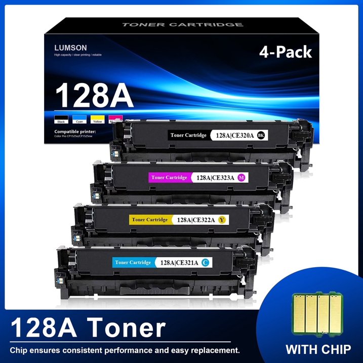 4 Pack 128A|CE320A Toner Cartridge Compatible for Color Pro CP1525n CP1525nw Printers