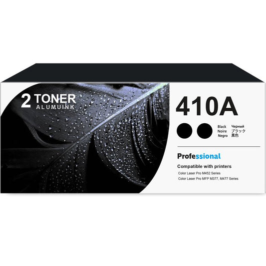 410A CF410A Toner Cartridge 2-Pack Compatible for HP 410A CF410A Black Toner Cartridges for Color Laser Pro M452 Series, Color Laser Pro MFP M377, M477 Series Printer