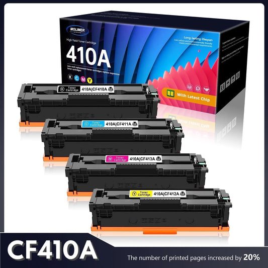 410A Toner Cartridge High Yield (4-Pack) Set with Chip Compatible for Color M477fnw | CF410A CF411A CF412A CF413A