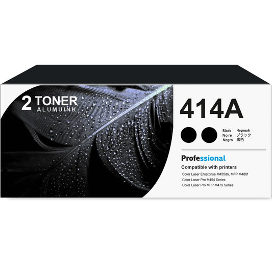 414A W2020A Toner Cartridge Black 2-Pack Compatible for HP 414A W2020A Toner Cartridges for Color Laser Enterprise M455dn, MFP M480f; Color Laser Pro M454, MFP M479 Series Printer