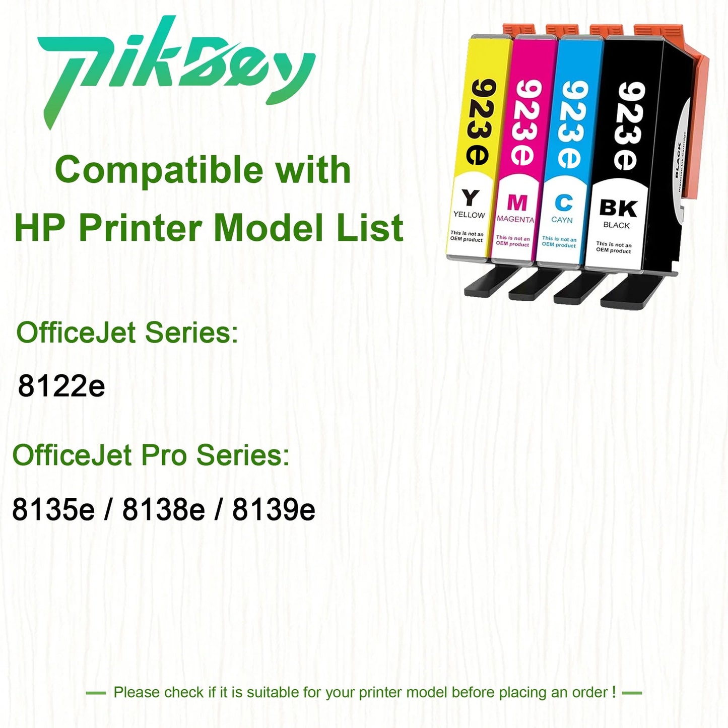 923 Ink Cartridge Compatible for HP 923/923e Ink Cartridges Combo Pack use with OfficeJet Pro 8135e 8138e 8139e OfficeJet 8122e Printers (4-Pack, Black/Cyan/Magenta/Yellow)