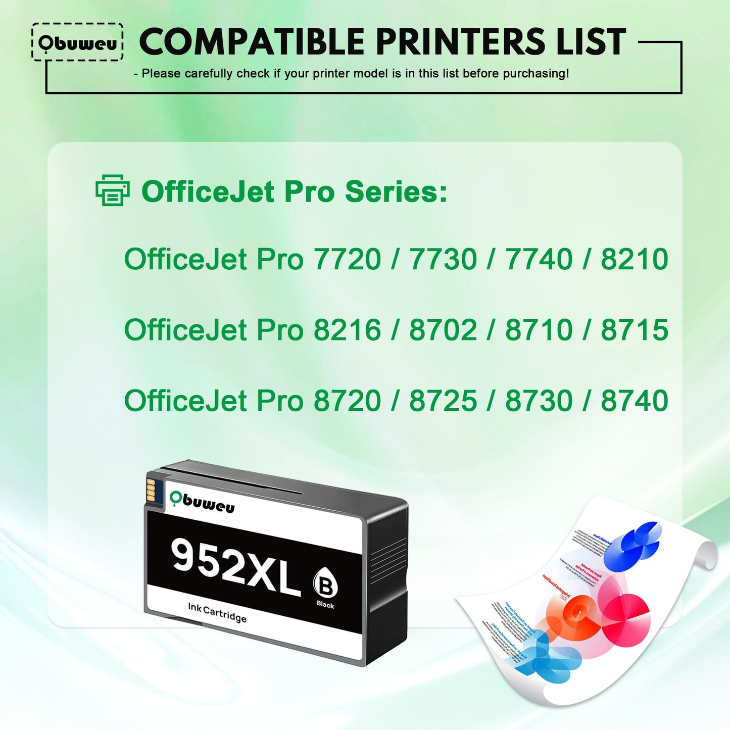 952 XL 952XL Ink Cartridges Black Compatible for HP 952 Ink Cartridge for OfficeJet Pro 7740 8710 8210 Printer (1-Pack)