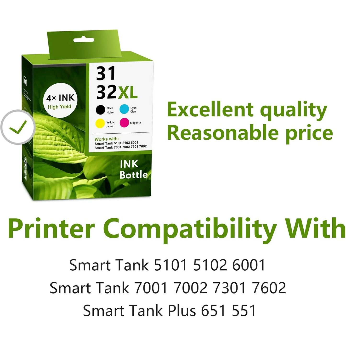 31 Ink 32XL Ink Bottle Cartridges Compatible for HP 31 32 XL Ink Bottle for Smart Tank 5102 7300 Ink Refill Printers