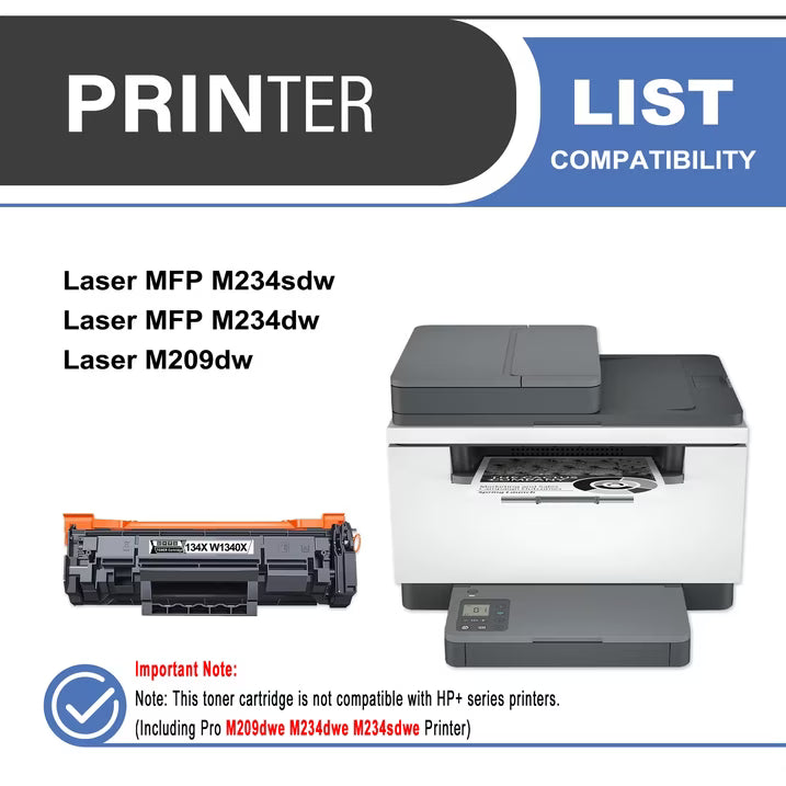 134X W1340X Toner Cartridge Balck 1-Pack Compatible for 134X W1340X Toner Cartridges for Laser M209,MFP M234 Series Printer(With Chip)