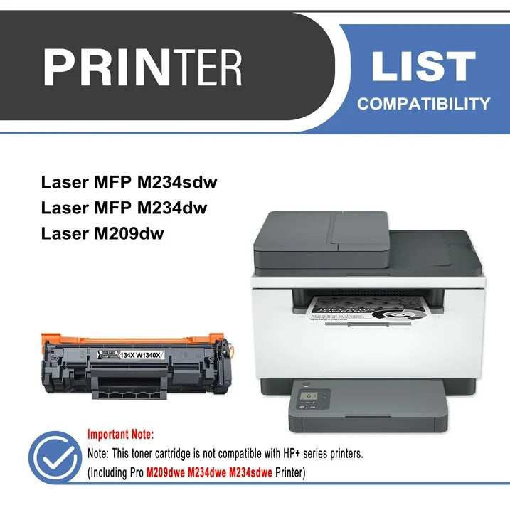 134X W1340X Toner Cartridge Balck 1-Pack Compatible for 134X W1340X Toner Cartridges for Laser M209,MFP M234 Series Printer(With Chip)