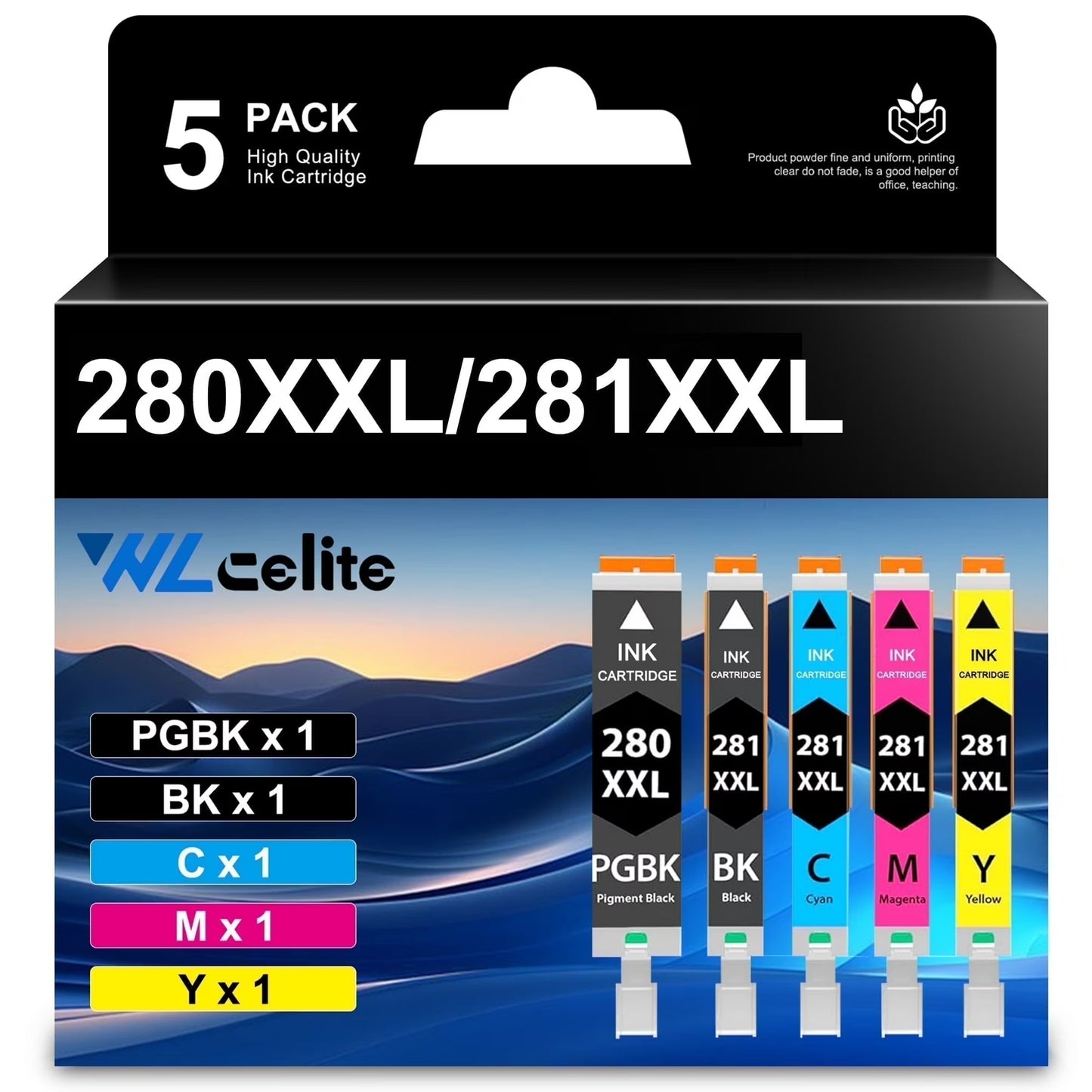 5 Pack 280 281 Ink Cartridge Compatible for Canon PGI-280XXL 281XXL Printer Ink