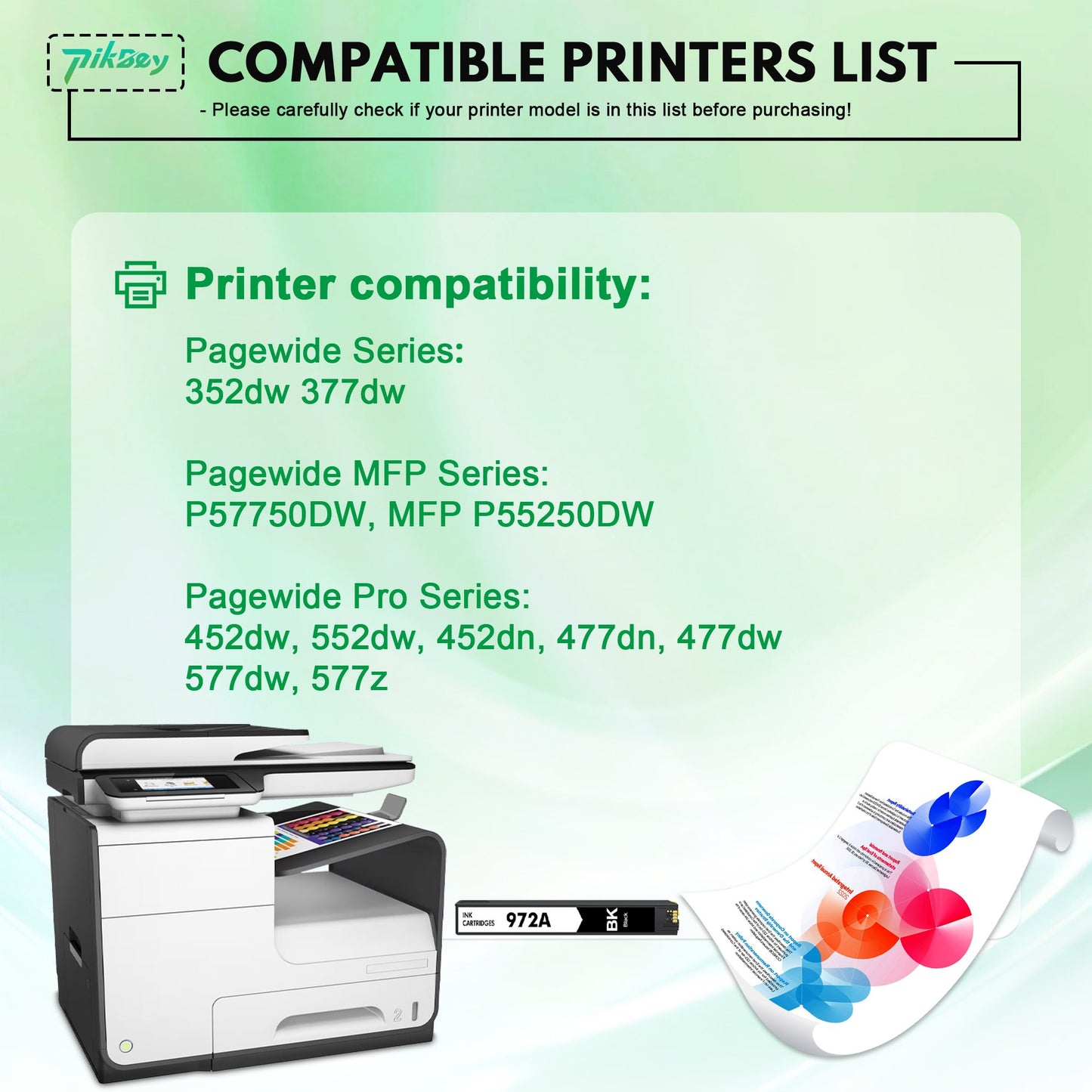 972A Ink Cartridges 1-Pack Black Compatible for HP 972 Ink Cartridges for Pagewide Pro 477dw 577dw 452dw 477dn 452dn 577z 552dw 377dw P55250dw Printers