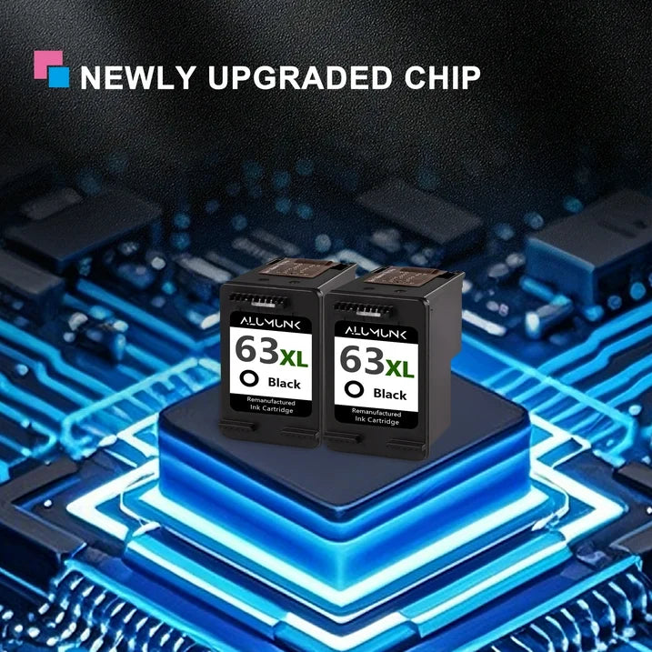 63 Ink 63XL Black Ink Cartridge Compatible for HP 63 XL Ink Cartridges for OfficeJet 4650 4652 Envy 5255 Printer（2 Pack）