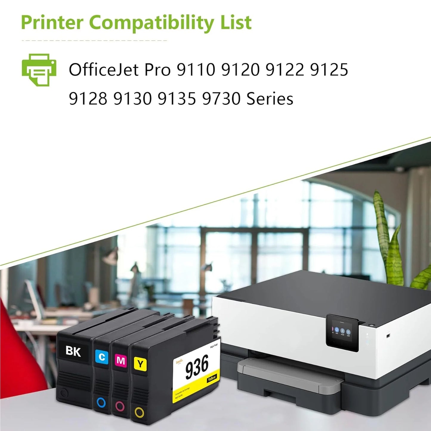 936 Ink 4 Pack Compatible for HP 936 Ink Cartridge for 9110 9120 9122 (Black Cyan Magenta Yellow）