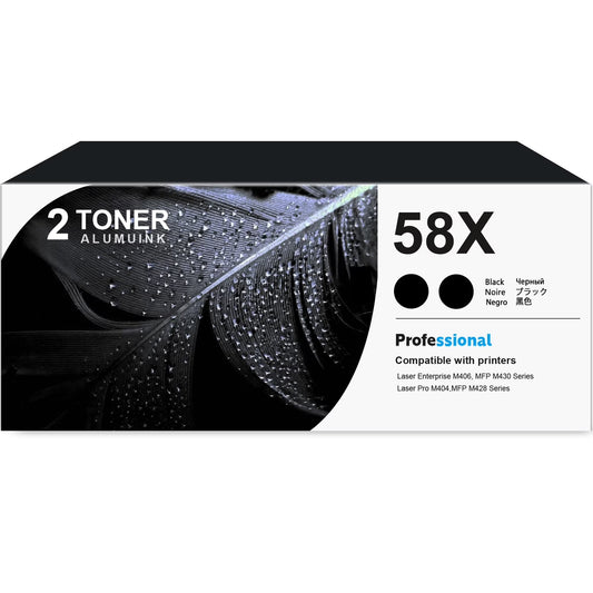 58X CF258X Toner Cartridge Black 2-Pack Compatible for HP 58X CF258X Toner Cartridges for Laser Enterprise M406, MFP M430 Series, Laser Pro M404,MFP M428 Series Printer