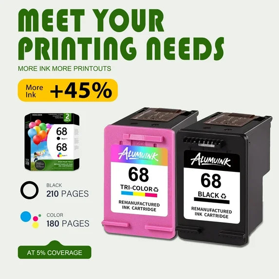 68 Ink Cartridges Compatible for HP68 Ink Cartridges Combo Pack for Envy 6552e 6555e 6155e 6152e 6558e Printers