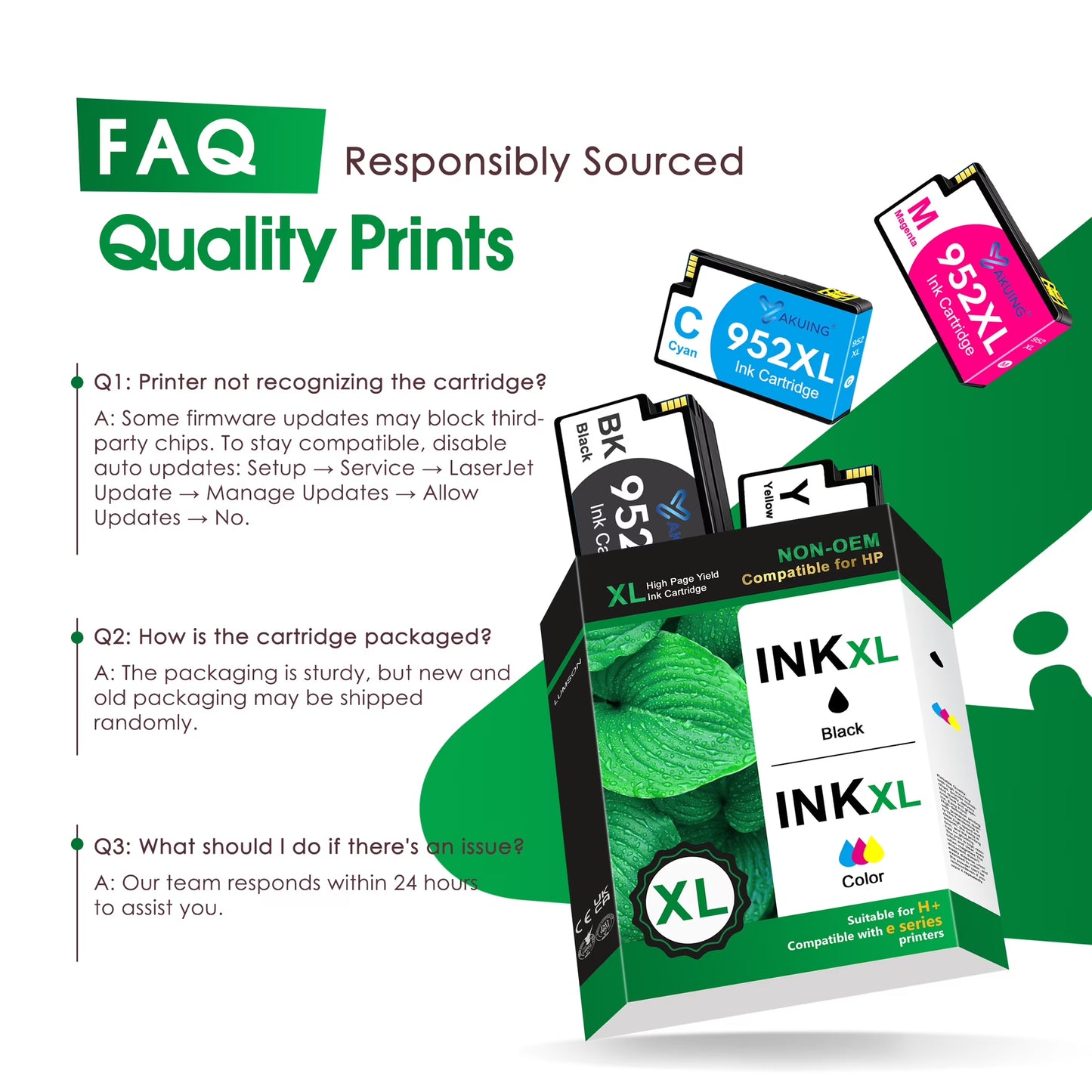 952XL 952 Ink Cartridge Compatible for HP Ink 952 XL Combo Pack for OfficeJet 8710 8720 7740 8725 8210 8715 8702 8740 8725 7720 8730 8216 8700 Printers (2 Black, 1 Cyan, 1 Magenta, 1 Yellow)