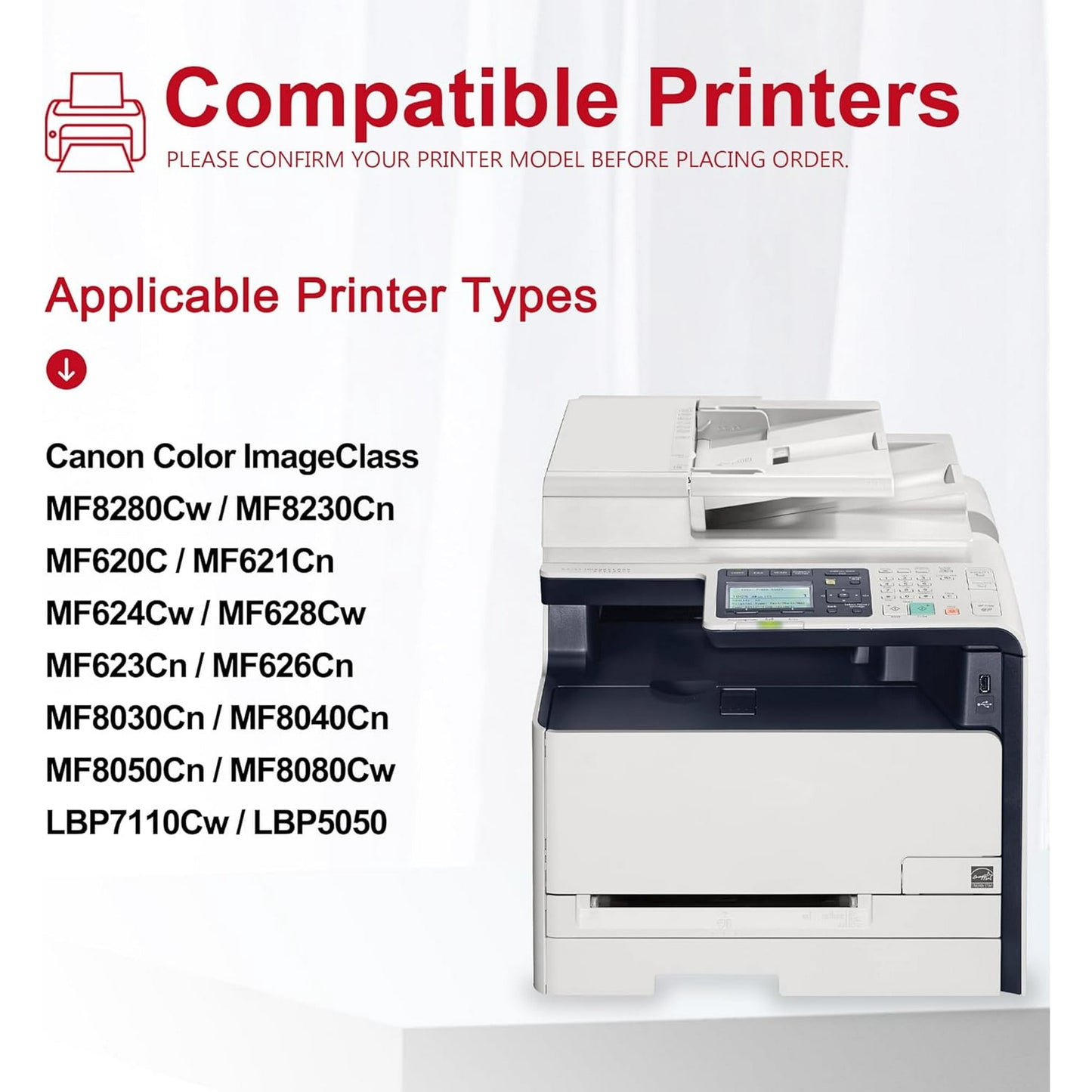 131 Toner Cartridge Bundle CRG-131 (4-Pack, Black, Cyan, Magenta, Yellow) Replacement for Canon Toner Cartridge 131 to use with ImageClass MF8280Cw MF624Cw MF628Cw LBP7110Cw Printer