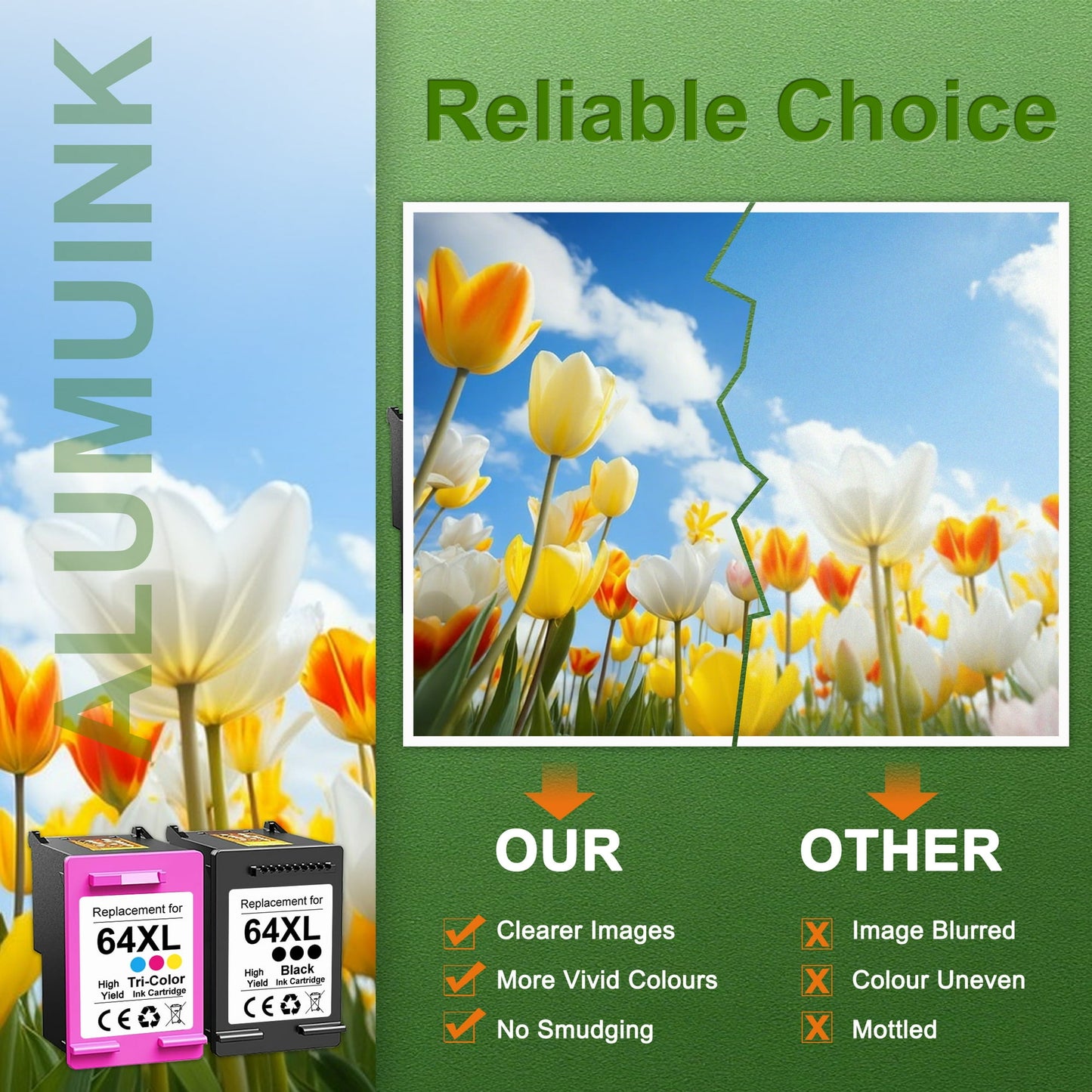 64XL Ink Cartridges Black/Tri-Color Combo Pack Compatible for HP 64XL Ink Cartridge for Envy Photo 7855 7858 7155 7120 7800 7158 6252 6255 7100 7164 Tango Series Printer Printer