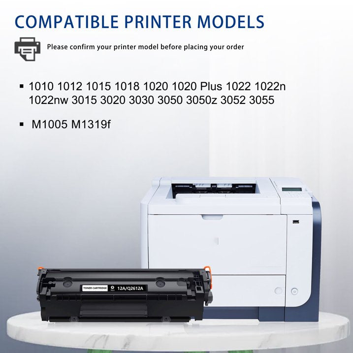 2,500 pages 1-Pack 12A Q2612A Black Toner Cartridge Compatible for 1010 1012 1015 Printer Ink