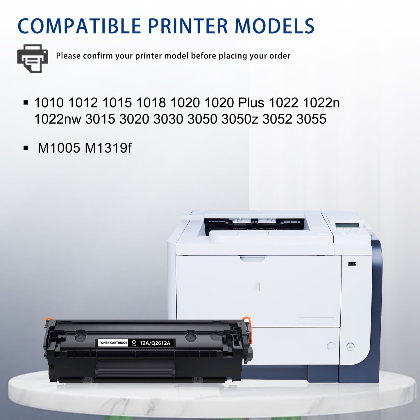 2,500 pages 1-Pack 12A Q2612A Black Toner Cartridge Compatible for 1010 1012 1015 Printer Ink