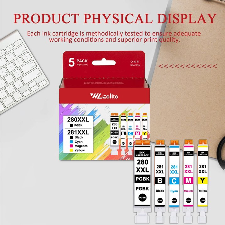 280XXL 281XXL Ink Cartridges Replacement for Canon 280XL 281XL 280 281 Ink Cartridge for TS702a TS8322 Printer