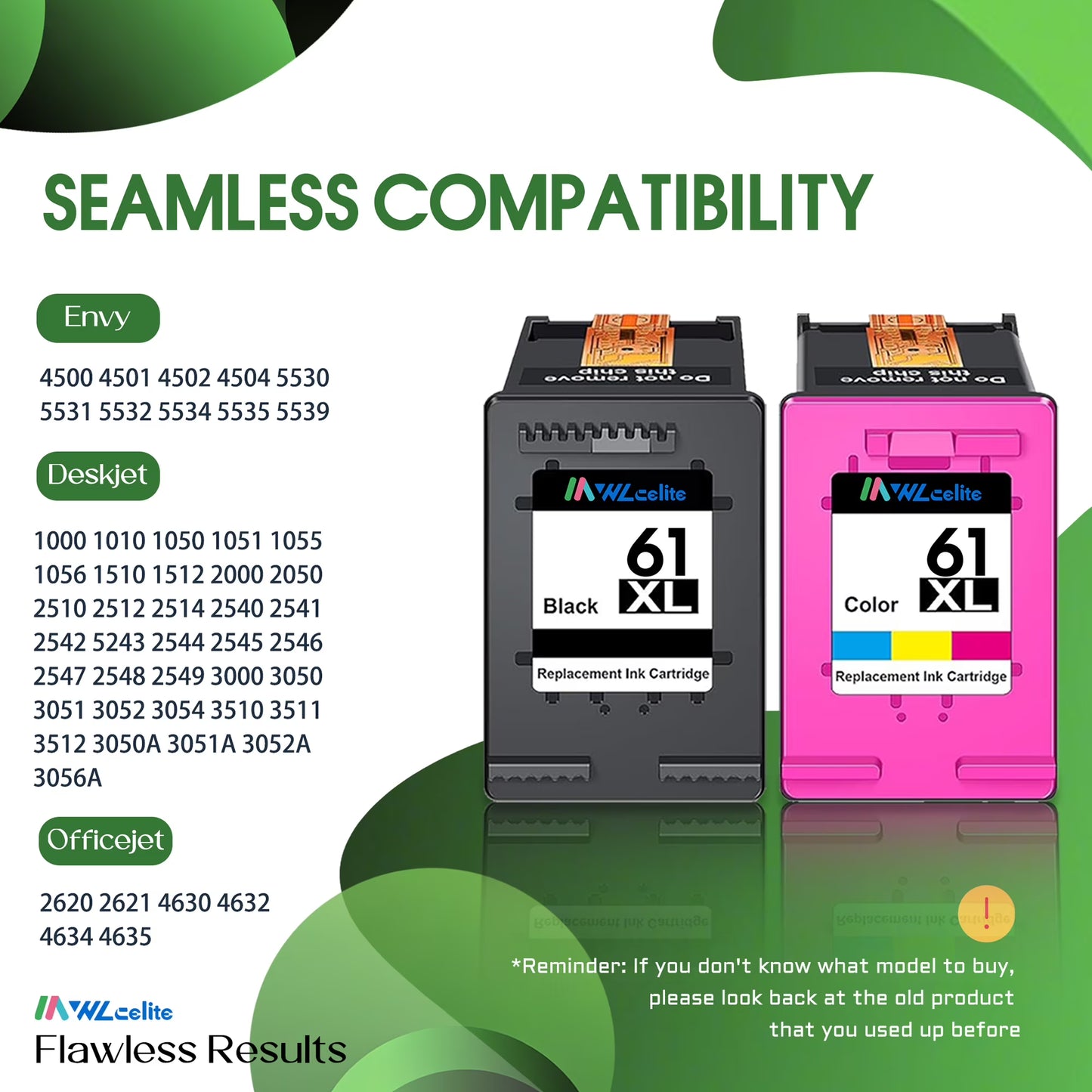61XL Ink Cartridges Compatible for 61 Ink Cartridge for Printer ink 61 Comb Pack for Envy 4500 5530 4502 Deskjet 1000 2540 Officejet 4635 4630 Printer (Black,Tri-color)