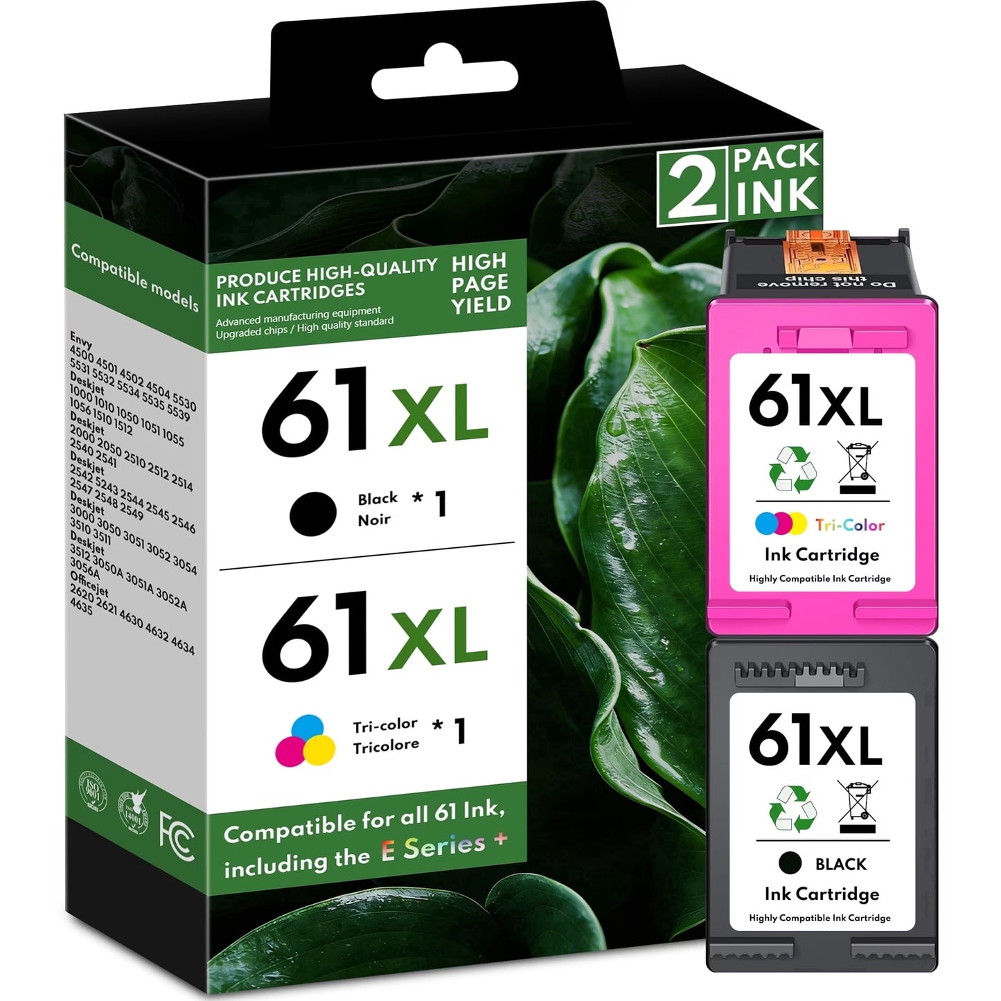 61XL Ink Cartridges Compatible for 61 Ink Cartridge for Printer ink 61 Comb Pack for Envy 4500 5530 4502 Deskjet 1000 2540 Officejet 4635 4630 Printer (Black,Tri-color)