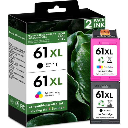 61XL Ink Cartridges Compatible for 61 Ink Cartridge for Printer ink 61 Comb Pack for Envy 4500 5530 4502 Deskjet 1000 2540 Officejet 4635 4630 Printer (Black,Tri-color)