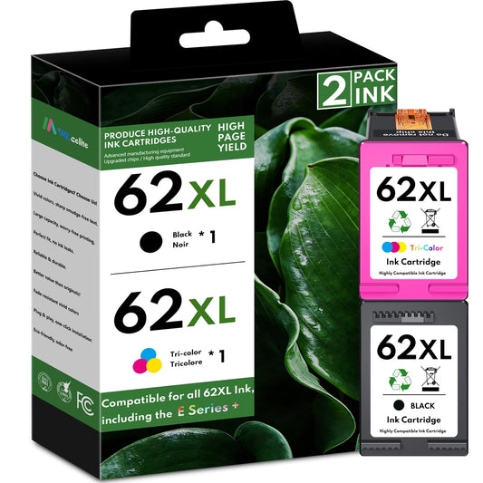 62 Ink Cartridges Compatible for 62XL Ink Cartridges for 5540 5541 5542 5543 Printer (2 Pack)