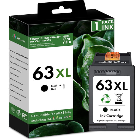 63 XL 63 Ink Cartridge Compatible for 63XL Black Ink Cartridges for OfficeJet 5255 3830 Envy 4520 Printer（1 Pack）