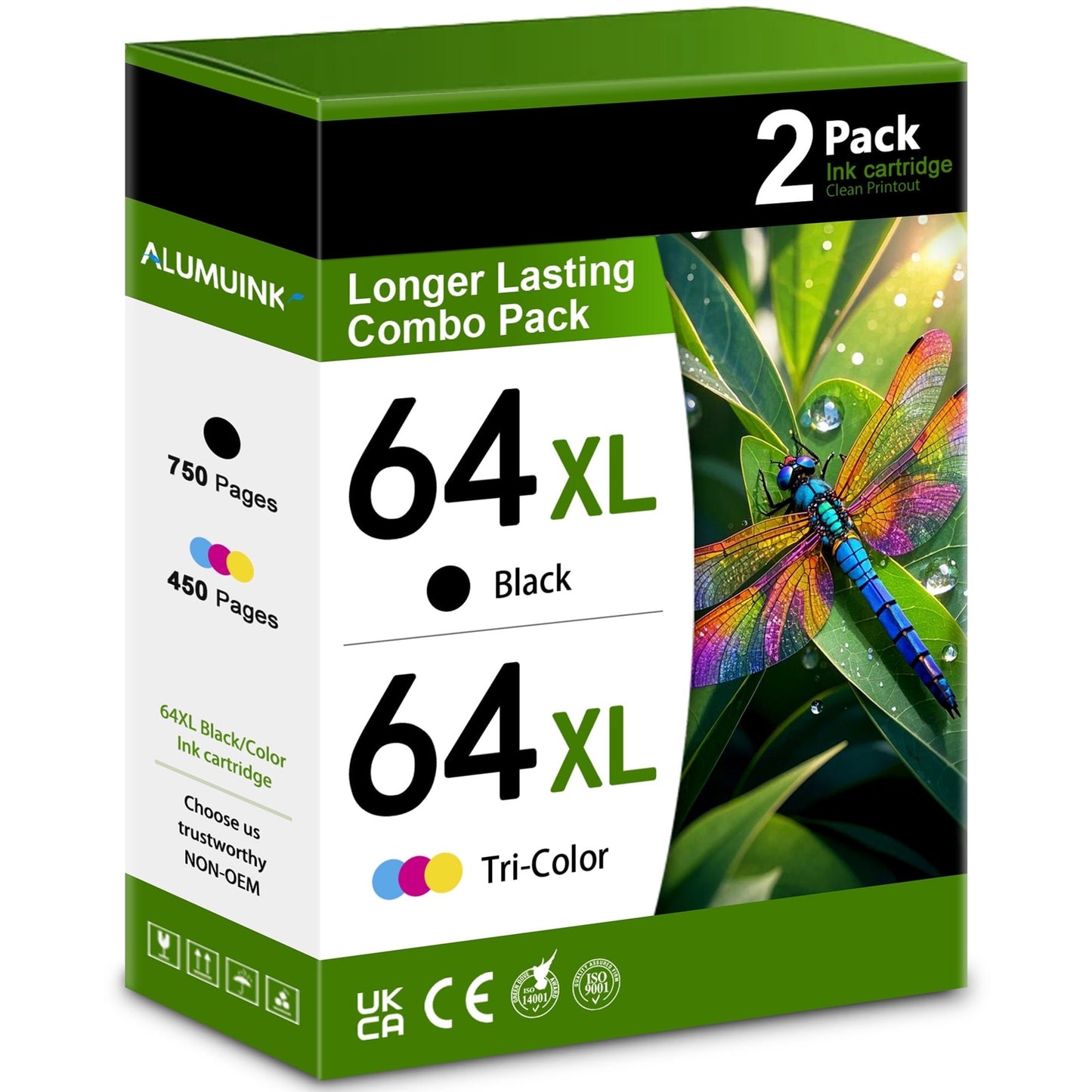 64XL Ink Cartridges Black/Tri-Color Combo Pack Compatible for HP 64XL Ink Cartridge for Envy Photo 7855 7858 7155 7120 7800 7158 6252 6255 7100 7164 Tango Series Printer Printer